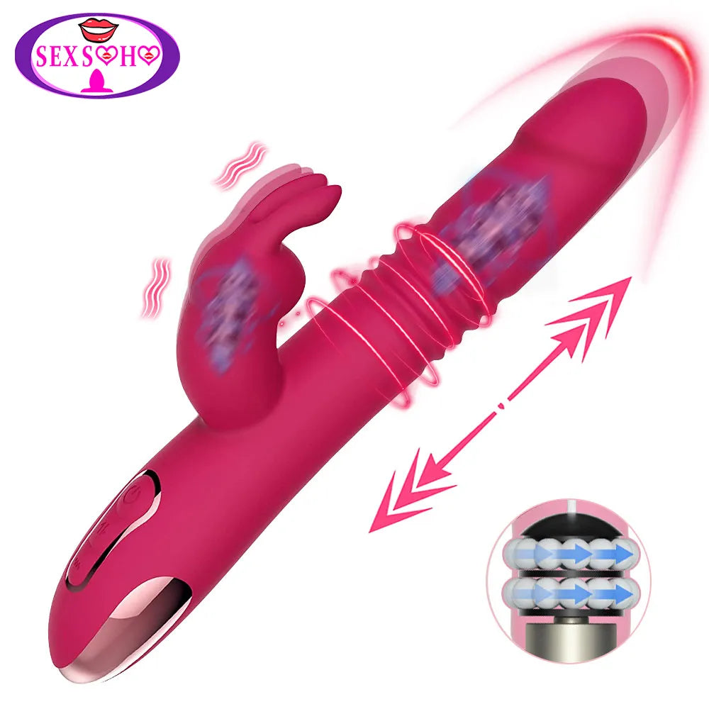 Telescopic rabbit vibrator massager