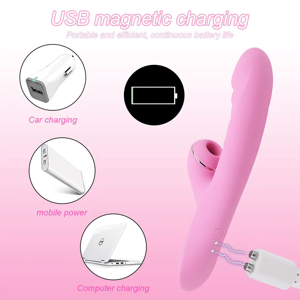 Wireless clitoral vibrator with heating and sucking