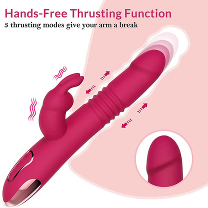 Rabbit vibrator massager with telescopic attachment