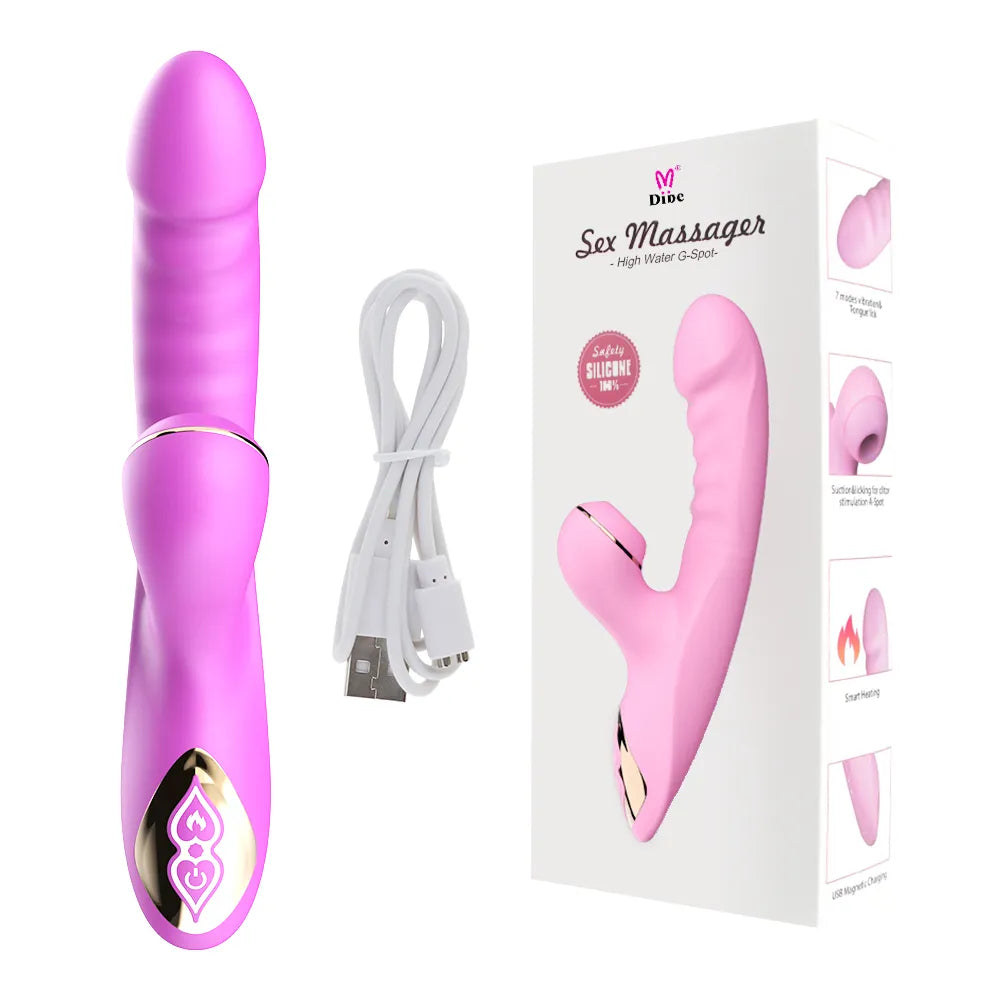 Clitoral stimulation vibrator with wireless heating and sucking