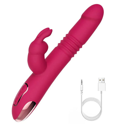 Telescopic vibrator pleasure toy for rabbits