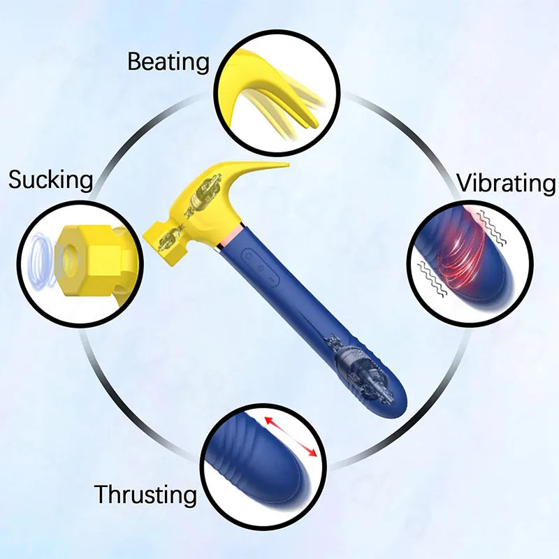 Hammer vibrator with dildo sucking function