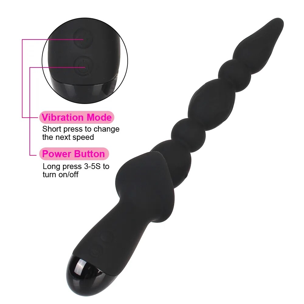 Silicone anal beads with vibration