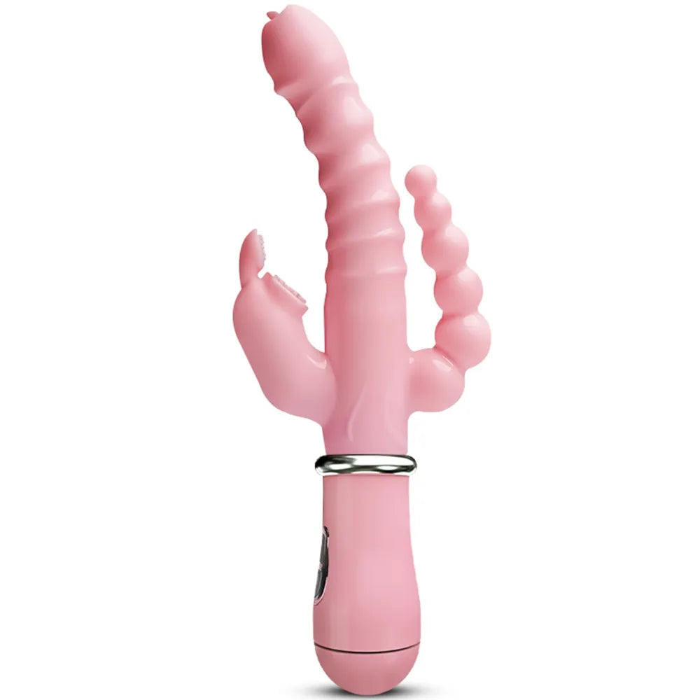 Vibrating masturbator pleasure toy with tongue dildo